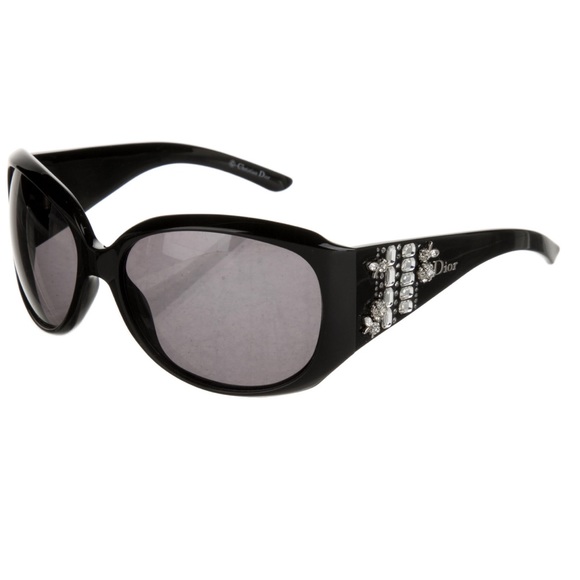 Dior Limited Swarovski Crystals Black Acetone Tinted Oversized Sunglasses - Picture 2 of 11